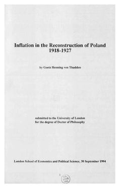 Inflation in the Reconstruction of Poland 1918-1927