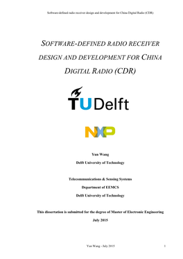 Software-Defined Radio Receiver Design and Development for China Digital Radio (CDR)