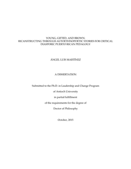 Ricanstructing Through Autoethnopoetic Stories for Critical Diasporic Puerto Rican Pedagogy