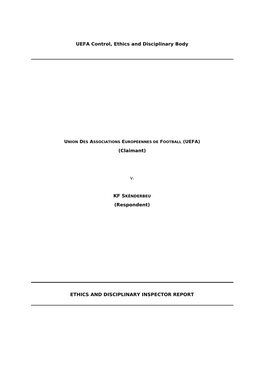 UEFA Control, Ethics and Disciplinary Body (Claimant) V. (Respondent