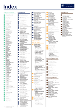 Colleges and Halls Departments University