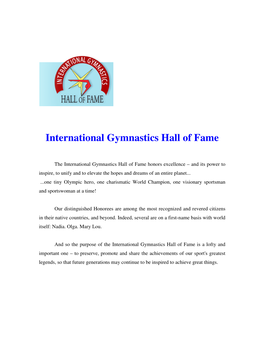 International Gymnastics Hall of Fame