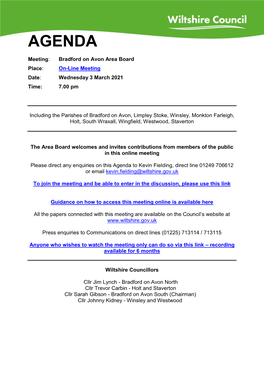 (Public Pack)Agenda Document for Bradford on Avon Area Board, 03