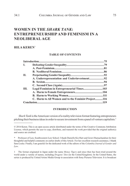 Women in the Shark Tank: Entrepreneurship and Feminism in a Neoliberal Age