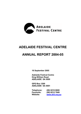 Adelaide Festival Centre Annual Report 2004-05