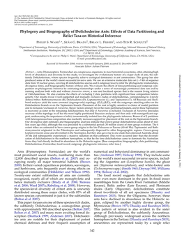 Phylogeny and Biogeography of Dolichoderine Ants: Effects of Data Partitioning and Relict Taxa on Historical Inference