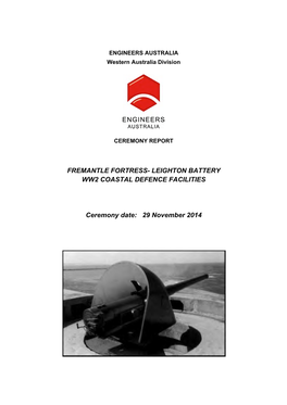 HRP.Fremantle Fortress -Leighton Battery Ceremony Report.March