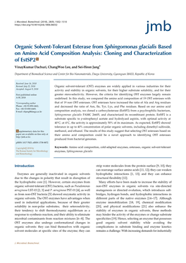 Organic Solvent-Tolerant Esterase from Sphingomonas Glacialis