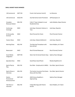 SMALL MARKET RADIO WINNERS :30 Commercial KNFT-FM R and L