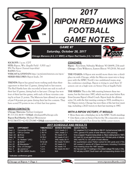 Game Notes Vs. Chicago.Indd