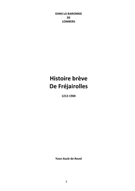 Histoire Brève De Fréjairolles