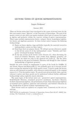 Lecture Notes on Quiver Representations