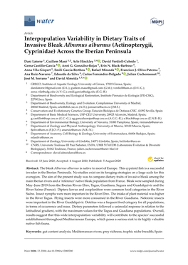 Interpopulation Variability in Dietary Traits of Invasive Bleak Alburnus Alburnus (Actinopterygii, Cyprinidae) Across the Iberian Peninsula