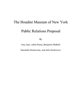 The Houdini Museum of New York Public Relations Proposal