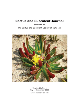 Cactus and Succulent Journal Published by the Cactus and Succulent Society of NSW Inc