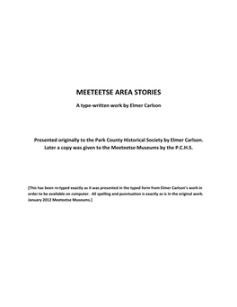 Meeteetse Area Stories