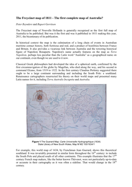 The Freycinet Map of 1811 - the First Complete Map of Australia?