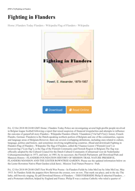 (Read and Download) Fighting in Flanders