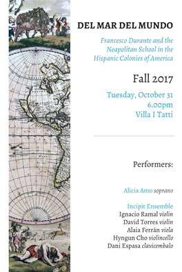 Fall 2017 Tuesday, October 31 6.00Pm Villa I Tatti