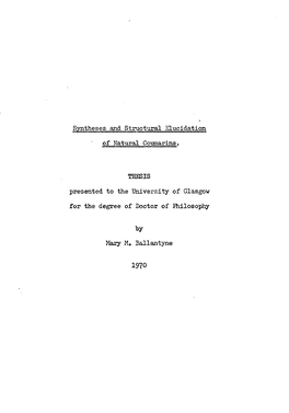 Syntheses and Structural Elucidation of Natural Conmarins. THESIS