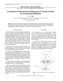 Formation of Photoelectron Holograms of Crystals Excited by Synchrotron Radiation V