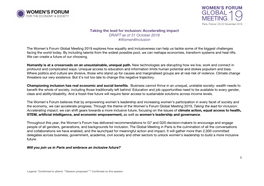 Taking the Lead for Inclusion: Accelerating Impact DRAFT As of 31 October 2019 #Women4inclusion