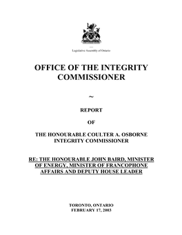 Commissioner's Report