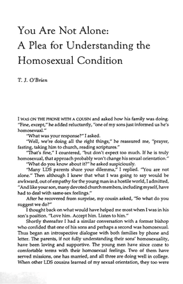 A Plea for Understanding the Homosexual Condition