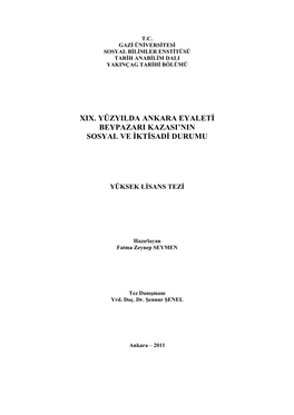 Xix. Yüzyilda Ankara Eyaleti Beypazari Kazasi'nin Sosyal