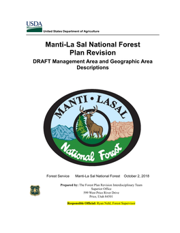 Manti-La Sal National Forest Plan Revision DRAFT Management Area and Geographic Area Descriptions