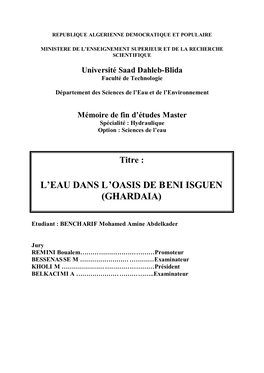 L'eau Dans L'oasis De Beni Isguen (Ghardaia)