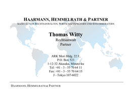 Thomas Witty Rechtsanwalt Partner