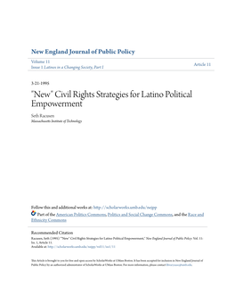 "New" Civil Rights Strategies for Latino Political Empowerment Seth Racusen Massachusetts Ni Stitute of Technology