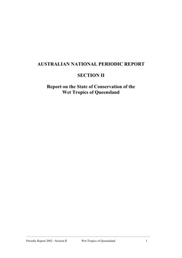 Section II: Periodic Report on the State of Conservation of the Wet Tropics