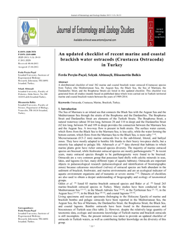 An Updated Checklist of Recent Marine and Coastal Brackish Water Ostracods (Crustacea Ostracoda) in Turkey