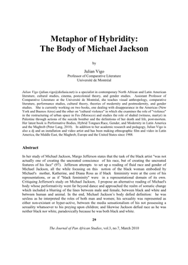 Metaphor of Hybridity: the Body of Michael Jackson