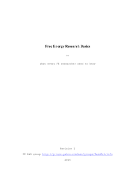 Free Energy Research Basics