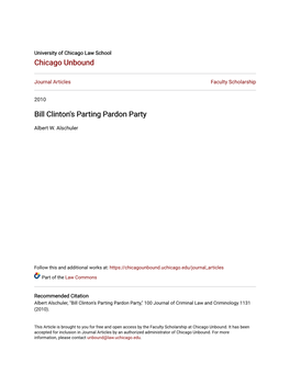 Bill Clinton's Parting Pardon Party