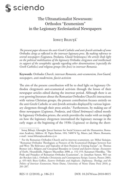 Orthodox “Ecumenism” in the Legionary Ecclesiastical Newspapers