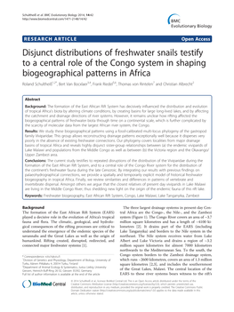 Disjunct Distributions of Freshwater Snails Testify to a Central Role of The