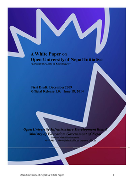 A White Paper on Open University of Nepal Initiative "Through the Light of Knowledge©"
