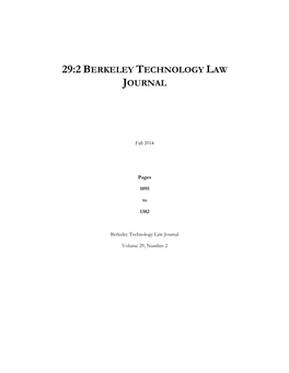 29:2 Berkeley Technology Law Journal