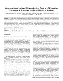 Geomorphological and Meteorological Control of Estuarine Processes: a Three-Dimensional Modeling Analysis