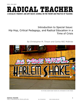 Hip Hop, Critical Pedagogy, and Radical Education in a Time of Crisis