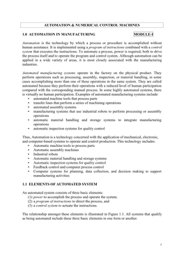 Automation & Numerical Control Machines