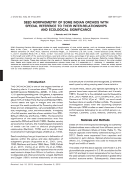 Seed Morphometry of Some Indian Orchids with Special Reference to Their Inter-Relationships and Ecological Significance