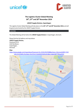 The Logistics Cluster Global Meeting 26Th, 27Th and 28Th November 2014