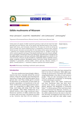 Edible Mushrooms of Mizoram