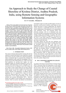 An Approach to Study the Change of Coastal Shoreline of Krishna District, Andhra Pradesh, India, Using Remote Sensing and Geographic Information Systems G.T