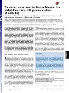 The Earliest Maize from San Marcos Tehuacán Is a Partial Domesticate with Genomic Evidence of Inbreeding